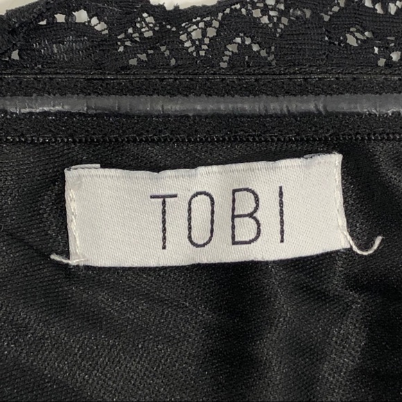 TOBI Lace Long Sleeve Mini Dress Deep V Sz Small - Picture 5 of 6